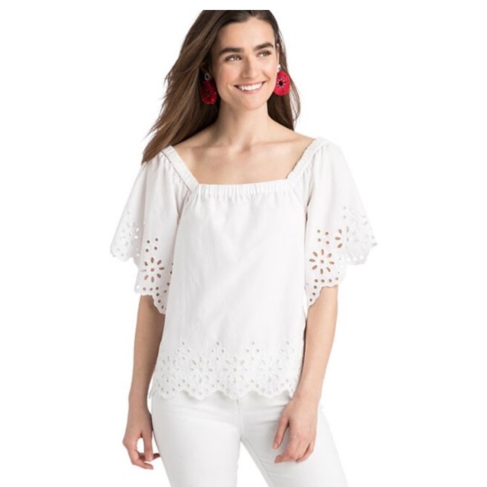 Vineyard Vines White Eyelet Off The Shoulder Top